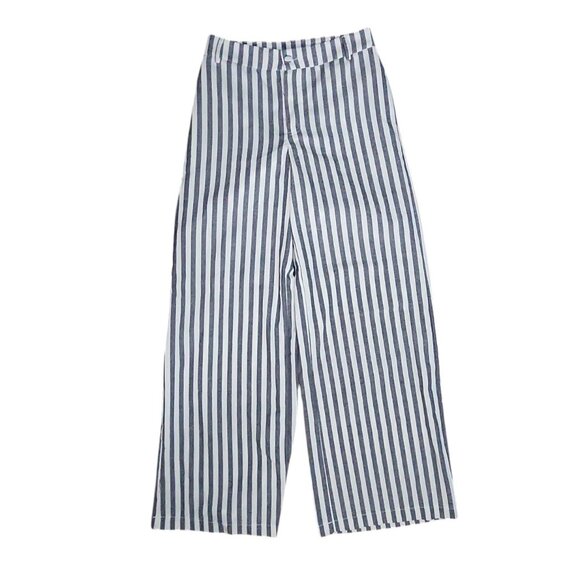 Forever 21 Pants Womens Size M Medium Gray White Striped Lightweight Beachy - Picture 1 of 6